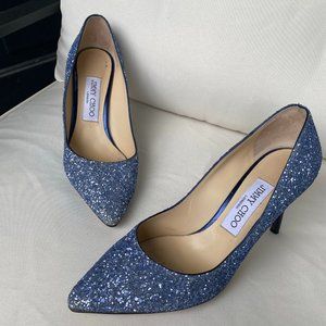 Jimmy Choo Romy 85mm Glitter Pumps size 37 US 6.5